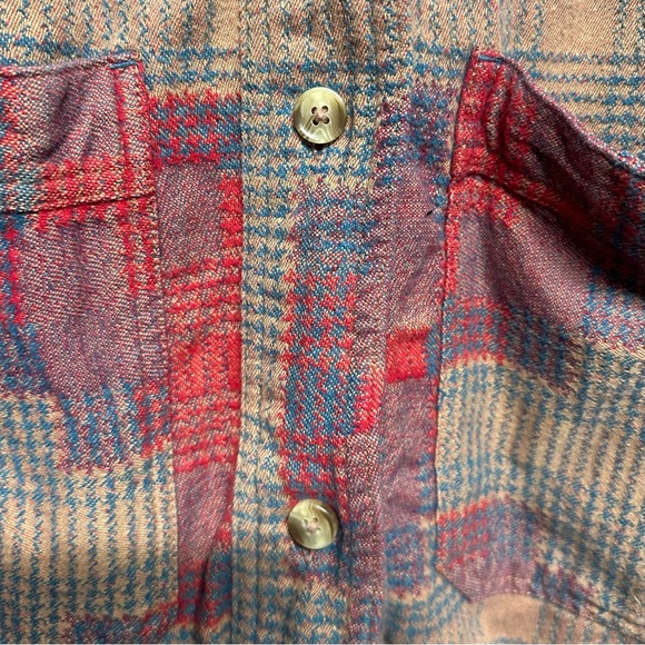 Free People We The Free Red Keep It Cozy Oversized Flannel Button Up Shirt - Picture 4 of 6